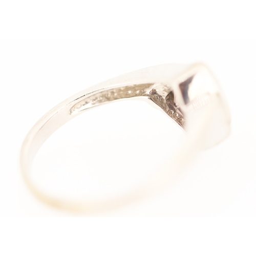 132 - Unusual Form Tourmaline Set Ring with Further Diamond Inset Mounted in 9 Carat White Gold Ring Size ... 
