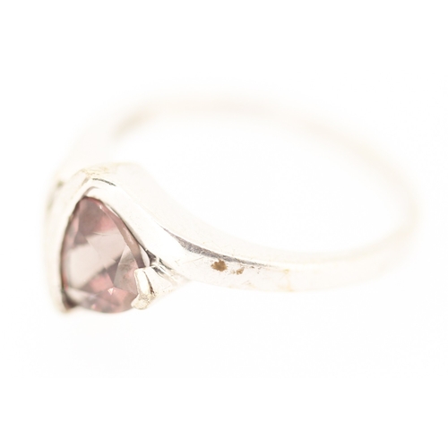132 - Unusual Form Tourmaline Set Ring with Further Diamond Inset Mounted in 9 Carat White Gold Ring Size ... 