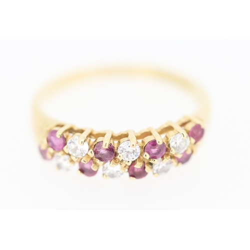135 - Cubic Zirconia Set Two Row Ring Mounted in 9 Carat Yellow Gold Ring Size L