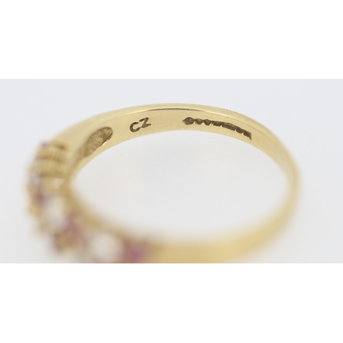 135 - Cubic Zirconia Set Two Row Ring Mounted in 9 Carat Yellow Gold Ring Size L