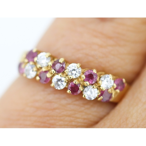 135 - Cubic Zirconia Set Two Row Ring Mounted in 9 Carat Yellow Gold Ring Size L