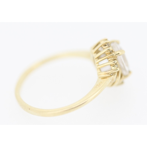 140 - Gemset Ring with Further Gemstone Inset Mounted in 9 Carat Yellow Gold Ring Size N