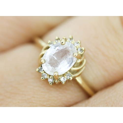 140 - Gemset Ring with Further Gemstone Inset Mounted in 9 Carat Yellow Gold Ring Size N