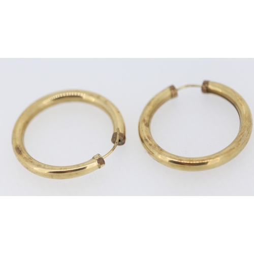 142 - Pair of 9 Carat Yellow Gold Hoop Earrings 3cm Diameter
