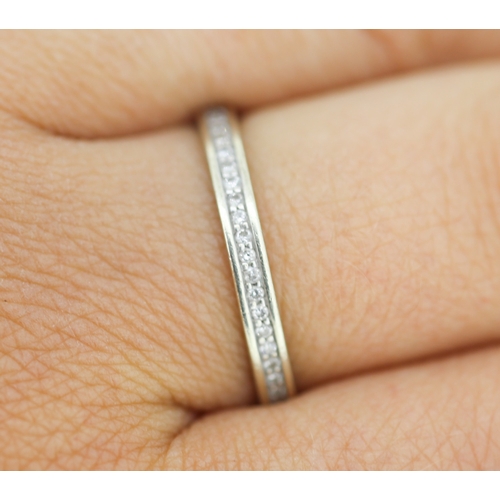 146 - Diamond Set Half Eternity Ring Mounted in 9 Carat White Gold Ring Size R and a Half