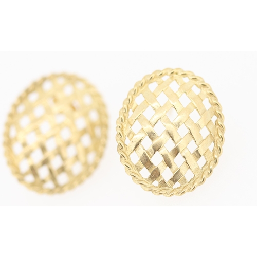 147 - Pair of 9 Carat Yellow Gold Weaved Basket Form Earrings Each 2cm High