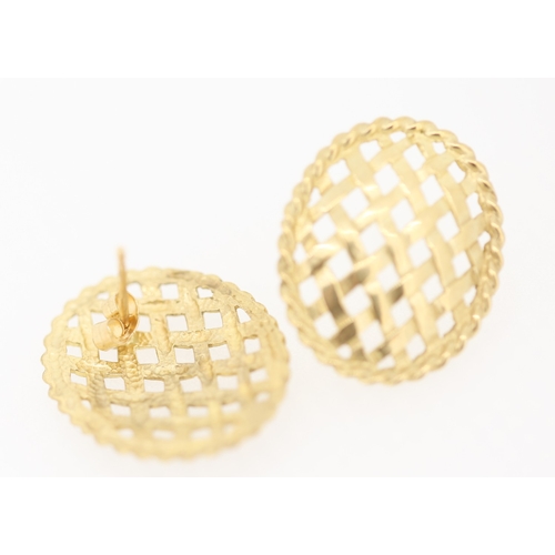 147 - Pair of 9 Carat Yellow Gold Weaved Basket Form Earrings Each 2cm High