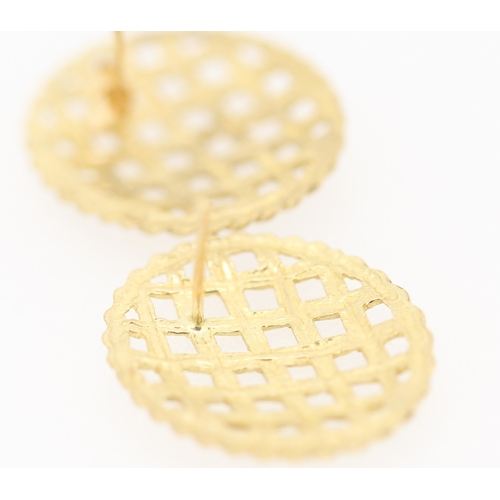 147 - Pair of 9 Carat Yellow Gold Weaved Basket Form Earrings Each 2cm High