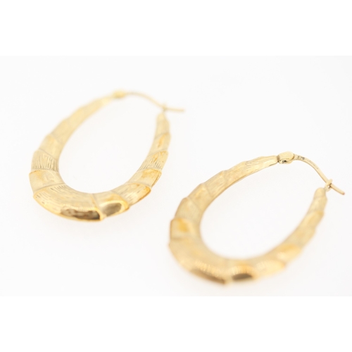 150 - Pair of 9 Carat Yellow Gold Croissant Form Hoop Earrings 3.5cm High