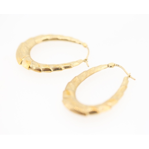 150 - Pair of 9 Carat Yellow Gold Croissant Form Hoop Earrings 3.5cm High