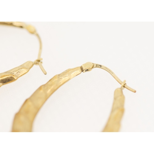 150 - Pair of 9 Carat Yellow Gold Croissant Form Hoop Earrings 3.5cm High
