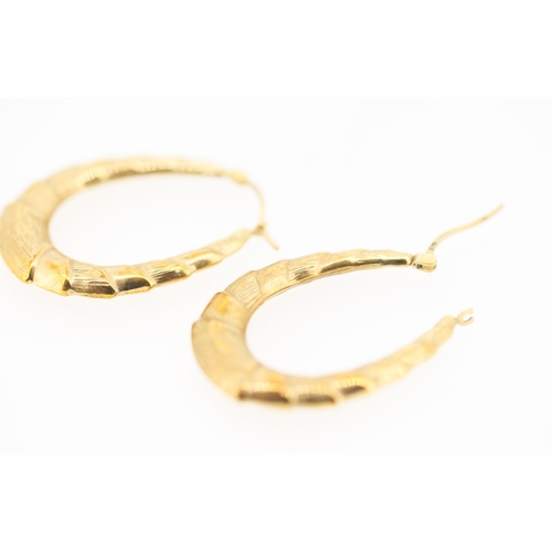150 - Pair of 9 Carat Yellow Gold Croissant Form Hoop Earrings 3.5cm High