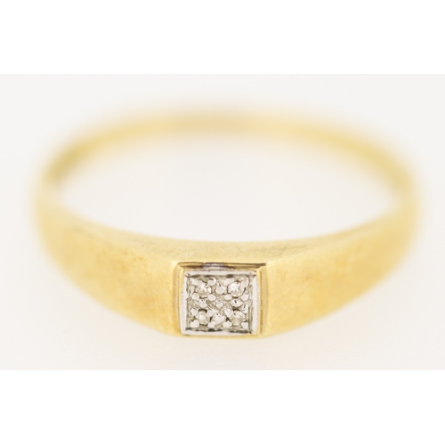 151 - Diamond Cluster Set Panel Form Ring Mounted in 9 Carat Yellow Gold Ring Size V and a Half