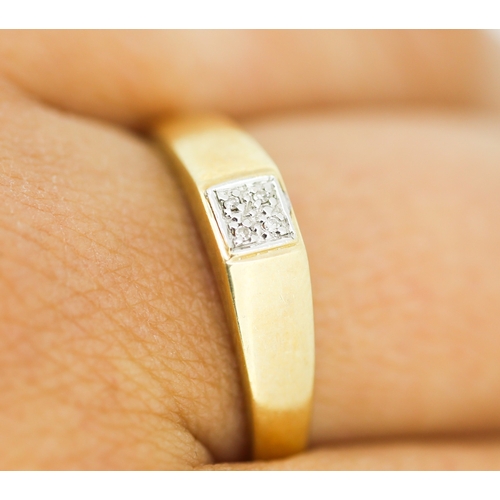151 - Diamond Cluster Set Panel Form Ring Mounted in 9 Carat Yellow Gold Ring Size V and a Half