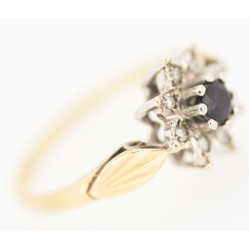 152 - Sapphire and Diamond Set Daisy Cluster Ring Mounted in 9 Carat Yellow Gold Ring Size L