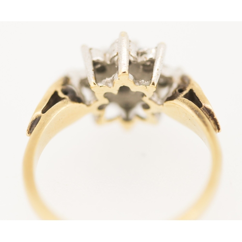 152 - Sapphire and Diamond Set Daisy Cluster Ring Mounted in 9 Carat Yellow Gold Ring Size L