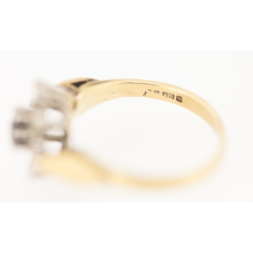 152 - Sapphire and Diamond Set Daisy Cluster Ring Mounted in 9 Carat Yellow Gold Ring Size L
