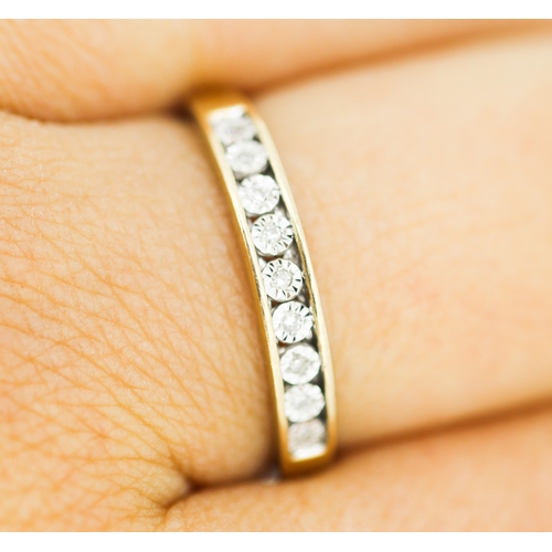 153 - Attractively Detailed Diamond Set Ring Mounted in 9 Carat Yellow Gold Ring Size R and a Half