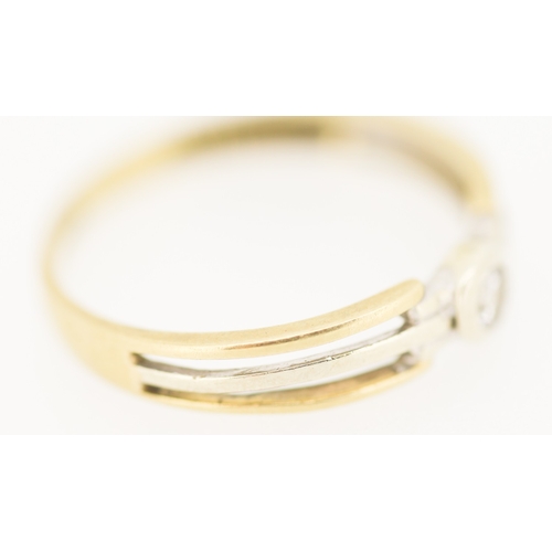 155 - Diamond Bezel Set Solitaire Ring Attractively Detailed Mounted in 9 Carat Yellow and White Gold Ring... 