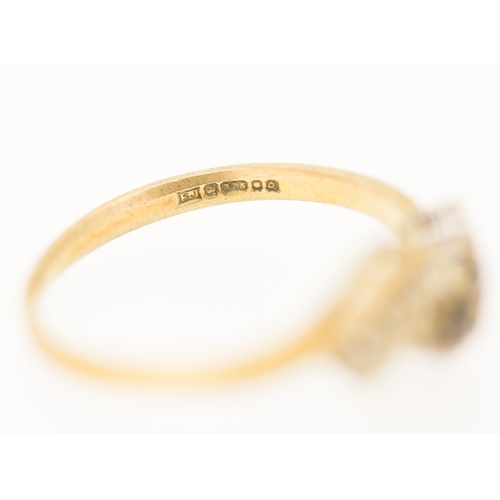 157 - Finely Detailed Sapphire Twin Stone Ring with Diamonds Set to Shoulders Mounted in 9 Carat Yellow Go... 