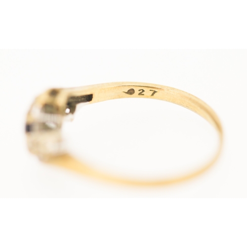 157 - Finely Detailed Sapphire Twin Stone Ring with Diamonds Set to Shoulders Mounted in 9 Carat Yellow Go... 