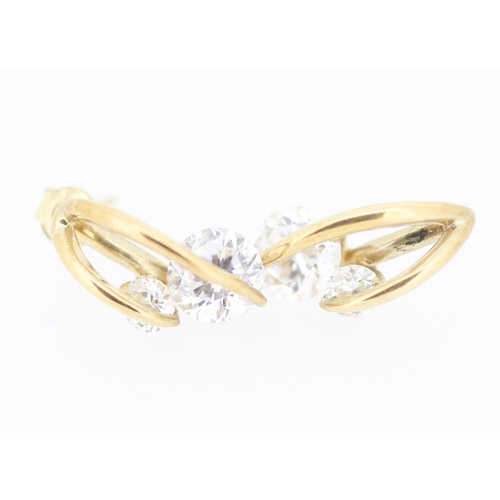 159 - Pair of Attractively Detailed 9 Carat Yellow Gold Gemstone Set Earrings 1.5cm High