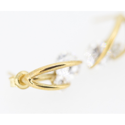 159 - Pair of Attractively Detailed 9 Carat Yellow Gold Gemstone Set Earrings 1.5cm High