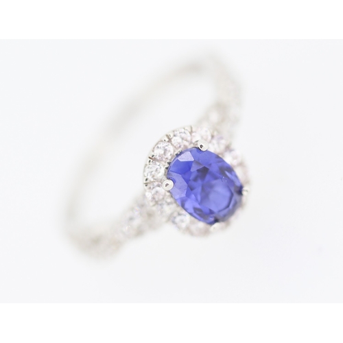 160 - Attractively Detailed Gemstone Cluster Set Ring Mounted in 9 Carat White Gold Ring Size L