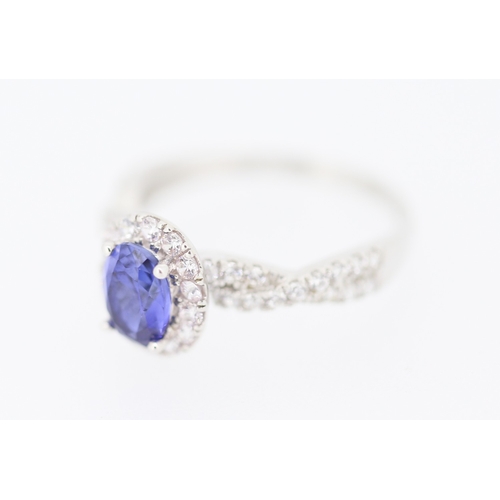 160 - Attractively Detailed Gemstone Cluster Set Ring Mounted in 9 Carat White Gold Ring Size L