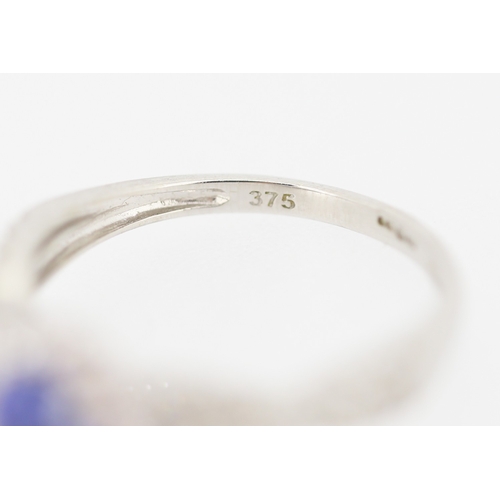 160 - Attractively Detailed Gemstone Cluster Set Ring Mounted in 9 Carat White Gold Ring Size L