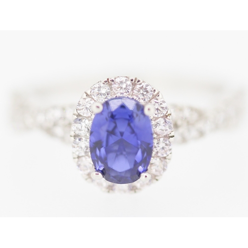 160 - Attractively Detailed Gemstone Cluster Set Ring Mounted in 9 Carat White Gold Ring Size L