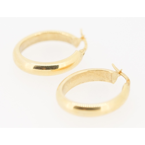 163 - Pair of 9 Carat Yellow Gold Oval Form Hoop Earrings 2.5cm High