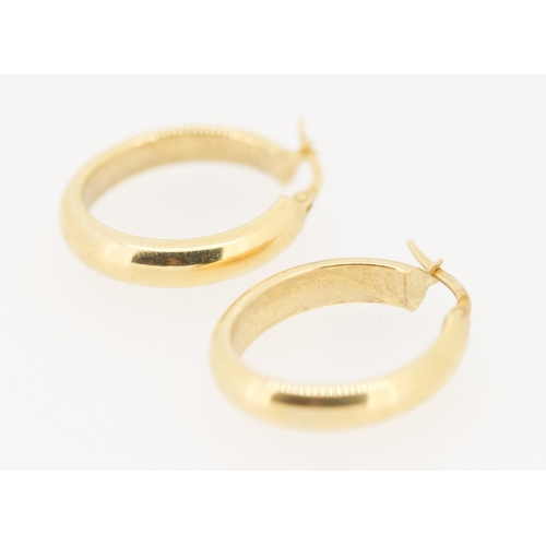 163 - Pair of 9 Carat Yellow Gold Oval Form Hoop Earrings 2.5cm High