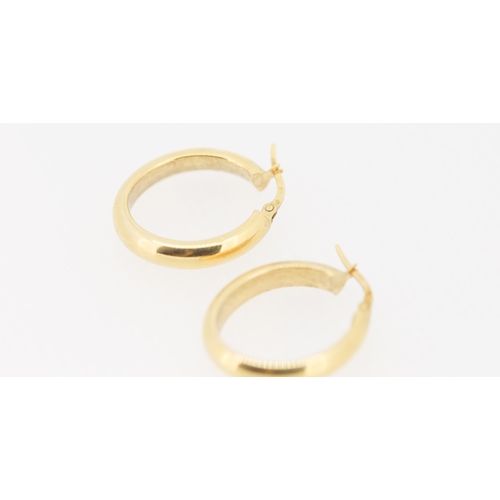 163 - Pair of 9 Carat Yellow Gold Oval Form Hoop Earrings 2.5cm High