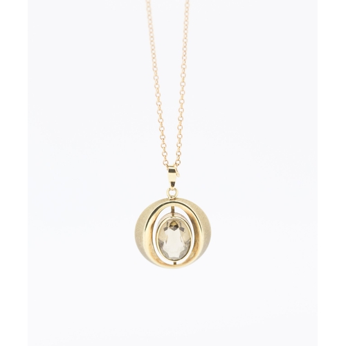 165 - Smoky Quartz Bezel Set Pendant Mounted in 9 Carat Yellow Gold 2cm High Set on 9 Carat Yellow Gold 43... 
