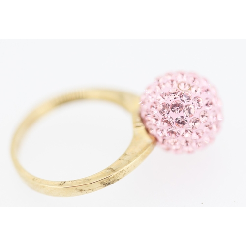 166 - Gemstone Set Ladies Bead Motif Ring Mounted in 9 Carat Yellow Gold Ring Size L