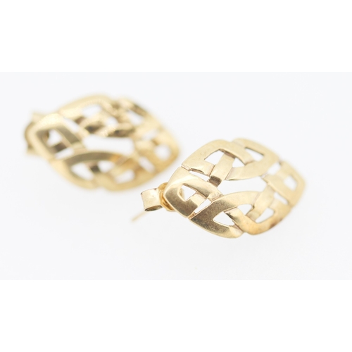 167 - Pair of 9 Carat Yellow Gold Celtic Knot Leaf Form Earrings 1.5cm High