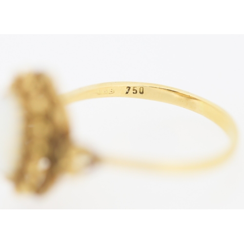 168 - Finely Detailed Opal Set Single Stone Ring Mounted in 18 Carat Yellow Gold Ring Size R