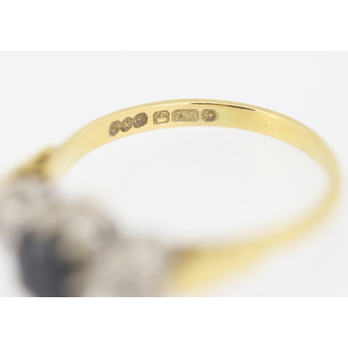 169 - Sapphire and Diamond Set Three Stone Ring Mounted in 18 Carat Yellow Gold Ring Size S