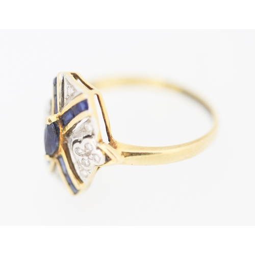 171 - Attractively Detailed Sapphire and Diamond Cluster Set Panel Form Ring Mounted in 18 Carat Yellow Go... 