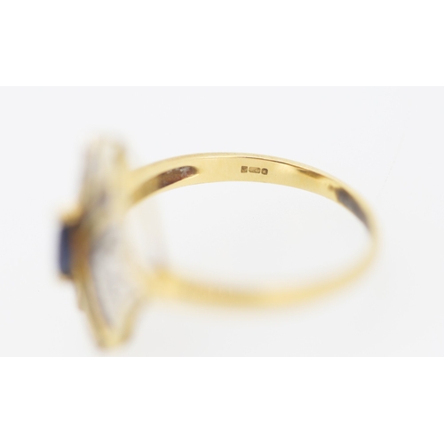 171 - Attractively Detailed Sapphire and Diamond Cluster Set Panel Form Ring Mounted in 18 Carat Yellow Go... 