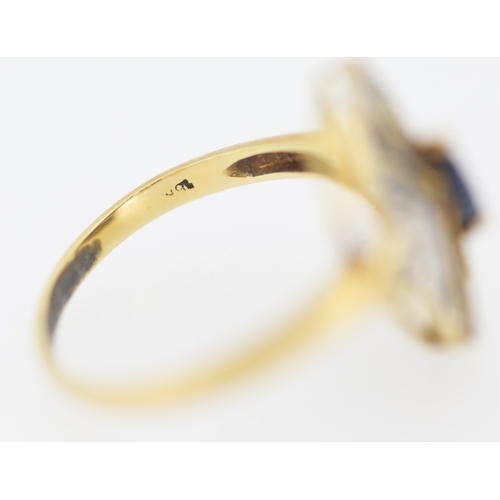 171 - Attractively Detailed Sapphire and Diamond Cluster Set Panel Form Ring Mounted in 18 Carat Yellow Go... 