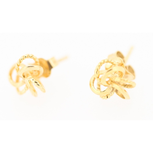 177 - Pair of 9 Carat Yellow Gold Knot Form Earrings 1cm High