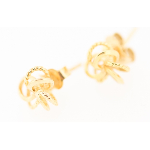 177 - Pair of 9 Carat Yellow Gold Knot Form Earrings 1cm High