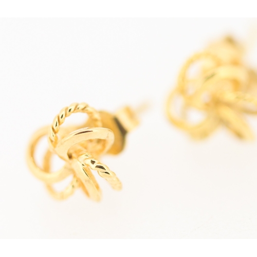 177 - Pair of 9 Carat Yellow Gold Knot Form Earrings 1cm High