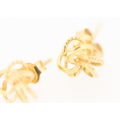 177 - Pair of 9 Carat Yellow Gold Knot Form Earrings 1cm High