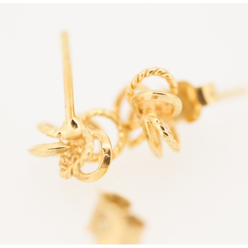177 - Pair of 9 Carat Yellow Gold Knot Form Earrings 1cm High
