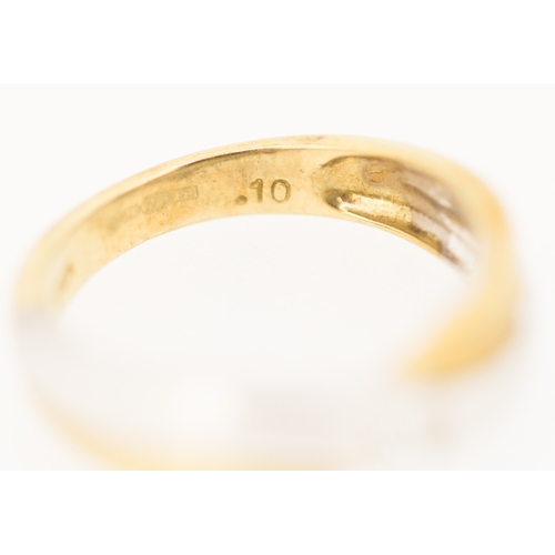 180 - Diamond Bezel Set Solitaire Crossover Form Ring Mounted in 9 Carat Yellow and White Gold Ring Size L
