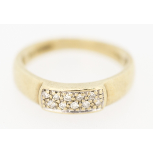 Diamond Two Row Set Panel Form Ring Mounted in  9 Carat Gold Size M