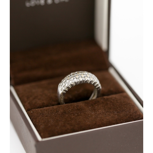 Diamond Bar Set Cluster Ring Mounted in 9 Carat White Gold Ring Size M